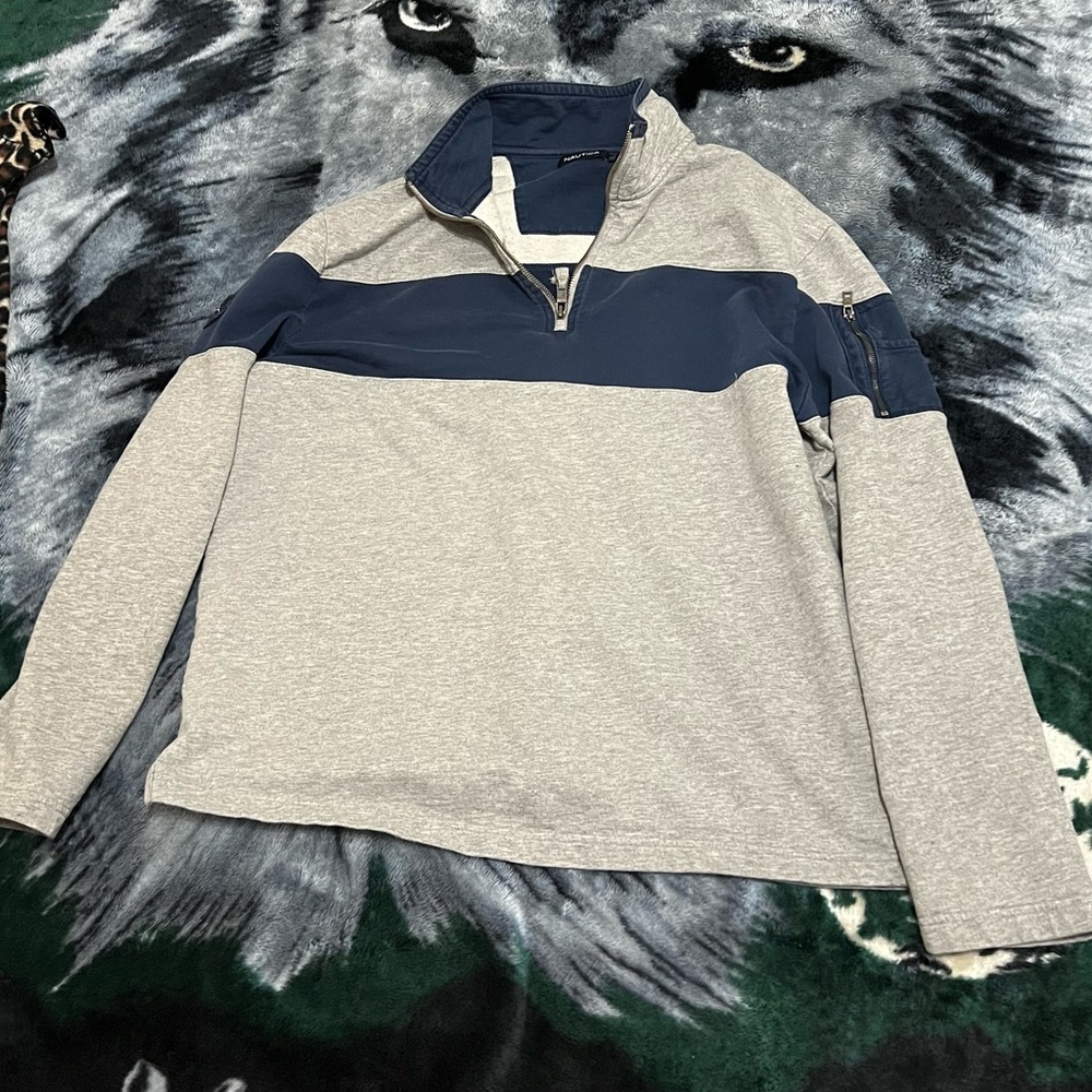 Nautica Gray and Navy Pullover Jacket